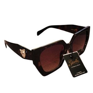 🆕 Large sunglasses brown leopard flat lens fashion collection